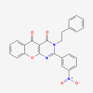 molecular formula C25H17N3O5 B2554013 2-(3-硝基苯基)-3-苯乙基-3H-色烯并[2,3-d]嘧啶-4,5-二酮 CAS No. 879462-82-5