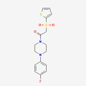 molecular formula C16H17FN2O3S2 B2554018 1-(4-(4-氟苯基)哌嗪-1-基)-2-(噻吩-2-基磺酰)乙酮 CAS No. 1021020-79-0