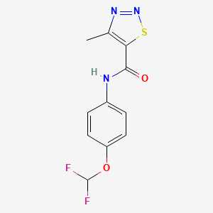 molecular formula C11H9F2N3O2S B2554020 N-[4-(ジフルオロメトキシ)フェニル]-4-メチル-1,2,3-チアジアゾール-5-カルボキサミド CAS No. 897837-35-3