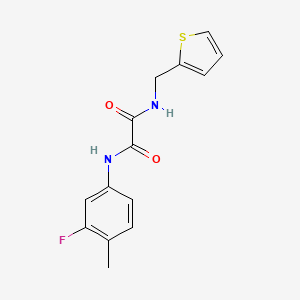 molecular formula C14H13FN2O2S B2554021 N'-(3-fluoro-4-methylphenyl)-N-(thiophen-2-ylmethyl)oxamide CAS No. 900001-27-6