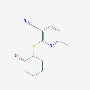 molecular formula C14H16N2OS B255403 4,6-Dimethyl-2-[(2-oxocyclohexyl)thio]nicotinonitrile 
