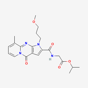 molecular formula C21H26N4O5 B2554031 Propan-2-yl 2-[[6-(3-methoxypropyl)-10-methyl-2-oxo-1,6,8-triazatricyclo[7.4.0.03,7]trideca-3(7),4,8,10,12-pentaene-5-carbonyl]amino]acetate CAS No. 900270-62-4