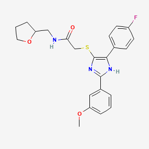 2-{[5-(4-fluorophenyl)-2-(3-methoxyphenyl)-1H-imidazol-4-yl]sulfanyl}-N-[(oxolan-2-yl)methyl]acetamide