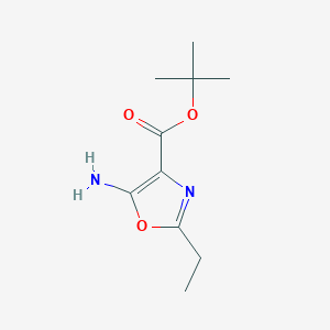 molecular formula C10H16N2O3 B2554038 Tert-butyl 5-amino-2-ethyl-1,3-oxazole-4-carboxylate CAS No. 2248296-42-4