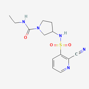 molecular formula C13H17N5O3S B2554039 3-(2-Cyanopyridine-3-sulfonamido)-n-ethylpyrrolidine-1-carboxamide CAS No. 2177130-71-9