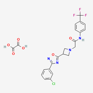 molecular formula C22H18ClF3N4O6 B2554040 2-(3-(3-(3-chlorophenyl)-1,2,4-oxadiazol-5-yl)azetidin-1-yl)-N-(4-(trifluoromethyl)phenyl)acetamide oxalate CAS No. 1351608-85-9