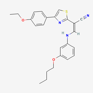 molecular formula C24H25N3O2S B2554042 反式-3-((3-丁氧苯基)氨基)-2-(4-(4-乙氧苯基)噻唑-2-基)丙烯腈 CAS No. 477186-37-1