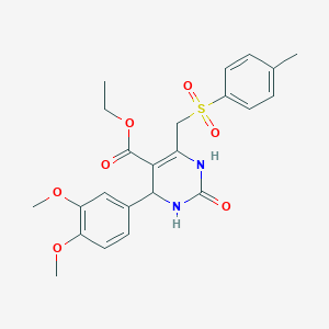 molecular formula C23H26N2O7S B2554043 Ethyl 4-(3,4-dimethoxyphenyl)-6-{[(4-methylphenyl)sulfonyl]methyl}-2-oxo-1,2,3,4-tetrahydropyrimidine-5-carboxylate CAS No. 902582-83-6