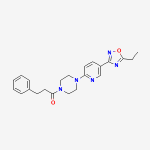 molecular formula C22H25N5O2 B2554049 1-(4-(5-(5-乙基-1,2,4-噁二唑-3-基)吡啶-2-基)哌嗪-1-基)-3-苯基丙酮 CAS No. 1219903-03-3