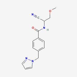 molecular formula C15H16N4O2 B2554054 N-(1-cyano-2-methoxyethyl)-4-[(1H-pyrazol-1-yl)methyl]benzamide CAS No. 1797176-27-2