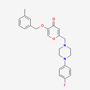 molecular formula C24H25FN2O3 B2554056 2-[[4-(4-Fluorophenyl)piperazin-1-yl]methyl]-5-[(3-methylphenyl)methoxy]pyran-4-one CAS No. 898441-95-7