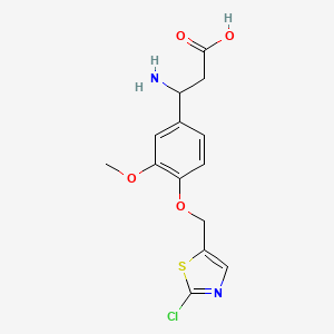 molecular formula C14H15ClN2O4S B2554063 3-Amino-3-{4-[(2-chloro-1,3-thiazol-5-yl)methoxy]-3-methoxyphenyl}propanoic acid CAS No. 866050-69-3