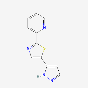 molecular formula C11H8N4S B2554082 2-[5-(1H-吡唑-5-基)-1,3-噻唑-2-基]吡啶 CAS No. 1030857-14-7