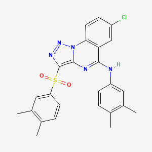 molecular formula C25H22ClN5O2S B2554083 7-chloro-N-(3,4-dimethylphenyl)-3-[(3,4-dimethylphenyl)sulfonyl][1,2,3]triazolo[1,5-a]quinazolin-5-amine CAS No. 893788-57-3