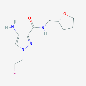 molecular formula C11H17FN4O2 B2554091 4-Amino-1-(2-fluoroethyl)-N-(tetrahydrofuran-2-ylmethyl)-1H-pyrazole-3-carboxamide CAS No. 2101195-95-1