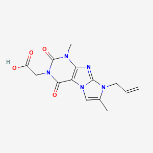 molecular formula C14H15N5O4 B2554093 2-(8-allyl-1,7-dimethyl-2,4-dioxo-1H-imidazo[2,1-f]purin-3(2H,4H,8H)-yl)acetic acid CAS No. 951969-00-9