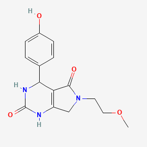 molecular formula C15H17N3O4 B2554119 4-(4-羟基苯基)-6-(2-甲氧基乙基)-3,4,6,7-四氢-1H-吡咯并[3,4-d]嘧啶-2,5-二酮 CAS No. 923228-20-0