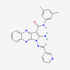 (E)-2-amino-N-(3,5-dimethylphenyl)-1-((pyridin-3-ylmethylene)amino)-1H-pyrrolo[2,3-b]quinoxaline-3-carboxamide