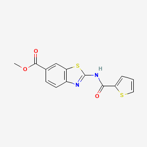 molecular formula C14H10N2O3S2 B2554134 Methyl 2-(thiophene-2-carboxamido)benzo[d]thiazole-6-carboxylate CAS No. 864860-50-4