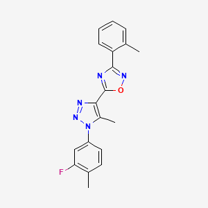 molecular formula C19H16FN5O B2554138 5-(1-(3-fluoro-4-methylphenyl)-5-methyl-1H-1,2,3-triazol-4-yl)-3-(o-tolyl)-1,2,4-oxadiazole CAS No. 899971-24-5