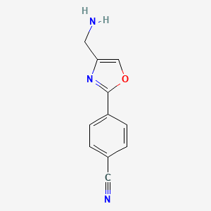 molecular formula C11H9N3O B2554157 4-[4-(Aminomethyl)-1,3-oxazol-2-yl]benzonitrile CAS No. 1500937-19-8