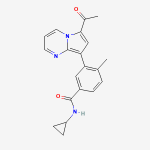 molecular formula C20H19N3O2 B2554163 3-(6-Acetylpyrrolo[1,2-a]pyrimidin-8-yl)-N-cyclopropyl-4-methylbenzamide CAS No. 2079895-62-6