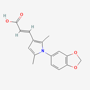 molecular formula C16H15NO4 B2554164 3-[1-(2H-1,3-benzodioxol-5-yl)-2,5-dimethyl-1H-pyrrol-3-yl]prop-2-enoic acid CAS No. 851879-23-7