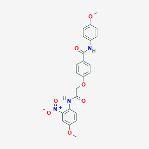 molecular formula C23H21N3O7 B255417 4-(2-{2-nitro-4-methoxyanilino}-2-oxoethoxy)-N-(4-methoxyphenyl)benzamide 