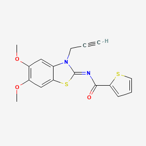 molecular formula C17H14N2O3S2 B2554172 N-(5,6-二甲氧基-3-丙-2-炔基-1,3-苯并噻唑-2-亚基)噻吩-2-甲酰胺 CAS No. 895452-35-4