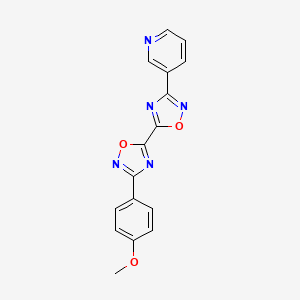 molecular formula C16H11N5O3 B2554177 3-(4-Methoxyphenyl)-3'-pyridin-3-yl-5,5'-bi-1,2,4-oxadiazole CAS No. 1775480-87-9