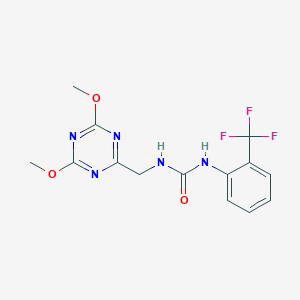 molecular formula C14H14F3N5O3 B2554182 1-((4,6-Dimethoxy-1,3,5-triazin-2-yl)methyl)-3-(2-(trifluoromethyl)phenyl)urea CAS No. 2034466-16-3