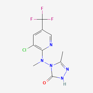 molecular formula C10H9ClF3N5O B2554186 4-[[3-chloro-5-(trifluoromethyl)-2-pyridinyl](methyl)amino]-5-methyl-2,4-dihydro-3H-1,2,4-triazol-3-one CAS No. 860650-63-1