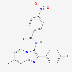 molecular formula C21H15FN4O3 B2554189 N-[2-(4-fluorophenyl)-7-methylimidazo[1,2-a]pyridin-3-yl]-4-nitrobenzamide CAS No. 850931-14-5