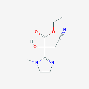 molecular formula C10H13N3O3 B2554192 ethyl 3-cyano-2-hydroxy-2-(1-methyl-1H-imidazol-2-yl)propanoate CAS No. 929972-15-6