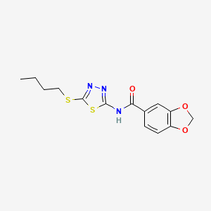 molecular formula C14H15N3O3S2 B2554205 N-(5-(butylthio)-1,3,4-thiadiazol-2-yl)benzo[d][1,3]dioxole-5-carboxamide CAS No. 477213-97-1