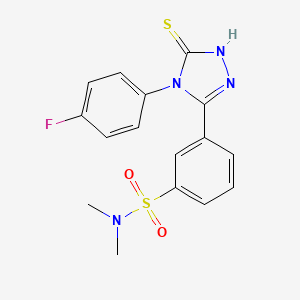 molecular formula C16H15FN4O2S2 B2554210 3-[4-(4-氟苯基)-5-巯基-4H-1,2,4-三唑-3-基]-N,N-二甲苯-1-磺酰胺 CAS No. 519152-65-9