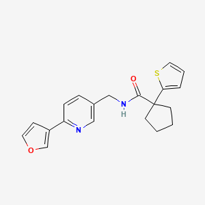 molecular formula C20H20N2O2S B2554215 N-((6-(furan-3-yl)pyridin-3-yl)methyl)-1-(thiophen-2-yl)cyclopentanecarboxamide CAS No. 2034337-64-7