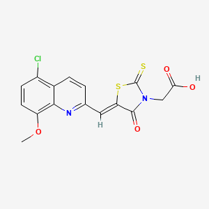 molecular formula C16H11ClN2O4S2 B2554217 (Z)-2-(5-((5-chloro-8-methoxyquinolin-2-yl)methylene)-4-oxo-2-thioxothiazolidin-3-yl)acetic acid CAS No. 902304-87-4
