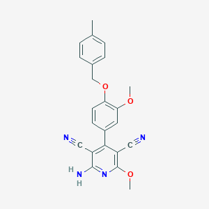 molecular formula C23H20N4O3 B255422 2-Amino-6-methoxy-4-{3-methoxy-4-[(4-methylbenzyl)oxy]phenyl}-3,5-pyridinedicarbonitrile 