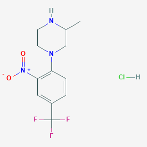 molecular formula C12H15ClF3N3O2 B2554226 1-[2-Nitro-4-(trifluoromethyl)phenyl]-3-methylpiperazine hydrochloride CAS No. 299426-31-6
