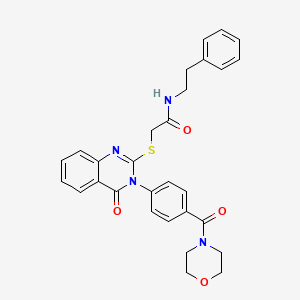 molecular formula C29H28N4O4S B2554229 2-((3-(4-(morpholine-4-carbonyl)phenyl)-4-oxo-3,4-dihydroquinazolin-2-yl)thio)-N-phenethylacetamide CAS No. 451467-52-0