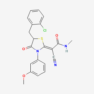 molecular formula C21H18ClN3O3S B2554237 (Z)-2-(5-(2-chlorobenzyl)-3-(3-methoxyphenyl)-4-oxothiazolidin-2-ylidene)-2-cyano-N-methylacetamide CAS No. 579441-80-8