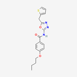 molecular formula C18H19N3O3S B2554243 4-butoxy-N-(5-(thiophen-2-ylmethyl)-1,3,4-oxadiazol-2-yl)benzamide CAS No. 1021051-83-1