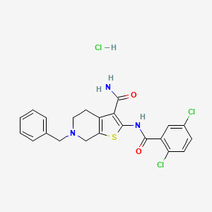 molecular formula C22H20Cl3N3O2S B2554262 6-苄基-2-(2,5-二氯苯甲酰胺)-4,5,6,7-四氢噻吩并[2,3-c]吡啶-3-甲酰胺盐酸盐 CAS No. 1216696-73-9