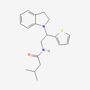 molecular formula C19H24N2OS B2554269 N-(2-(indolin-1-yl)-2-(thiophen-2-yl)ethyl)-3-methylbutanamide CAS No. 898433-47-1