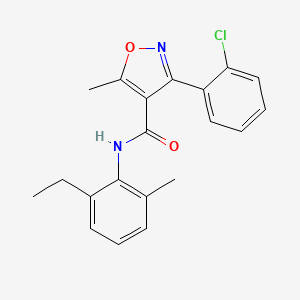 molecular formula C20H19ClN2O2 B2554277 3-(2-chlorophenyl)-N-(2-ethyl-6-methylphenyl)-5-methyl-1,2-oxazole-4-carboxamide CAS No. 301680-80-8