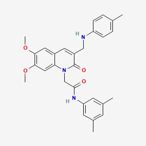 molecular formula C29H31N3O4 B2554280 2-(6,7-dimethoxy-2-oxo-3-((p-tolylamino)methyl)quinolin-1(2H)-yl)-N-(3,5-dimethylphenyl)acetamide CAS No. 894555-21-6