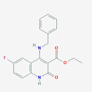 molecular formula C19H17FN2O3 B2554282 ethyl 4-(benzylamino)-6-fluoro-2-oxo-1H-quinoline-3-carboxylate CAS No. 1251595-92-2