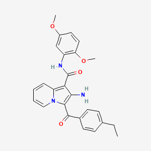 molecular formula C26H25N3O4 B2554286 2-amino-N-(2,5-dimethoxyphenyl)-3-(4-ethylbenzoyl)indolizine-1-carboxamide CAS No. 903280-99-9