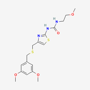 molecular formula C17H23N3O4S2 B2554289 1-(4-(((3,5-Dimethoxybenzyl)thio)methyl)thiazol-2-yl)-3-(2-methoxyethyl)urea CAS No. 1207059-30-0